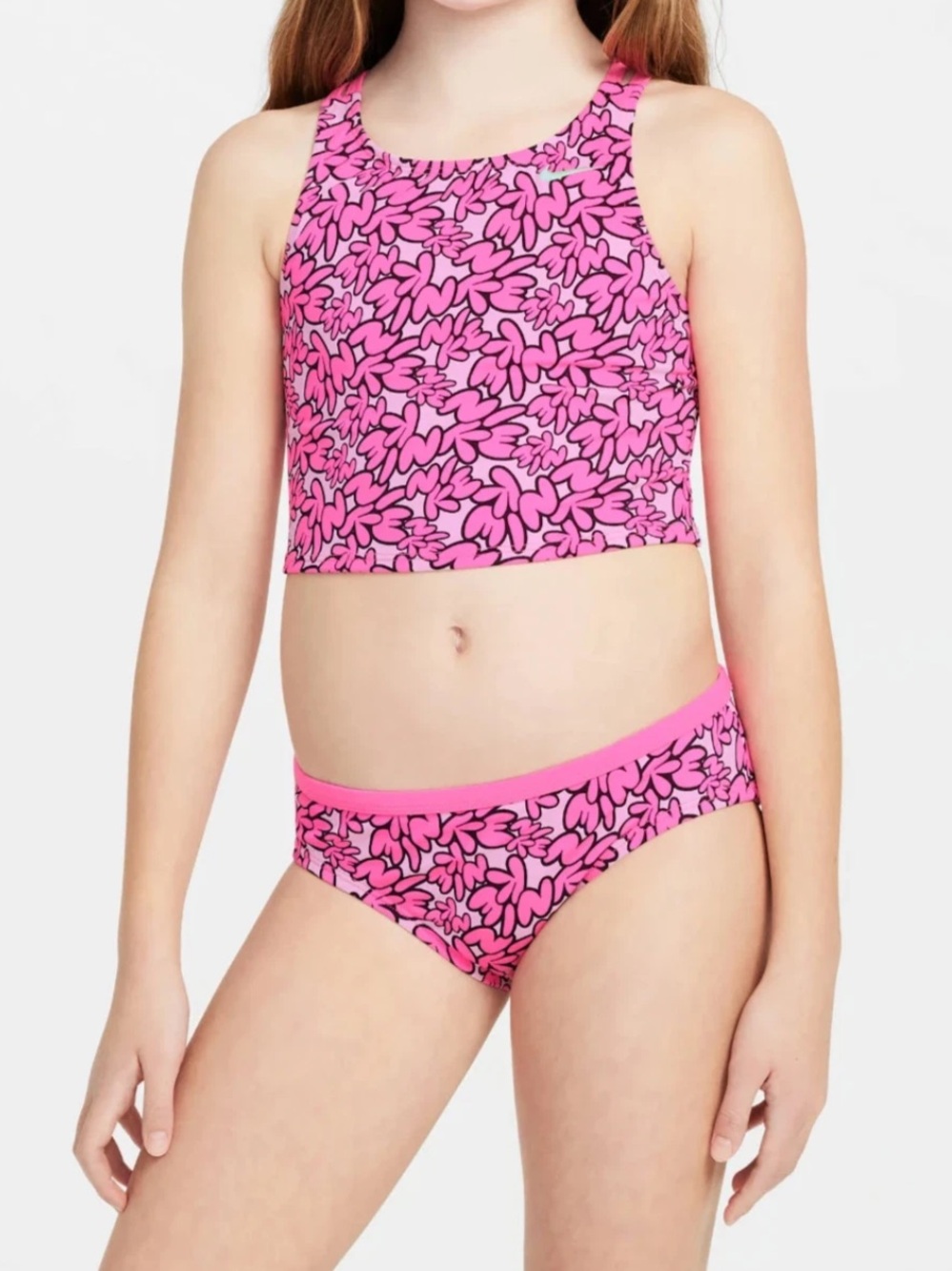*NWT Nike Girl's Pink Spider-Back Midkini Two-Piece Swimwear Set Size XL